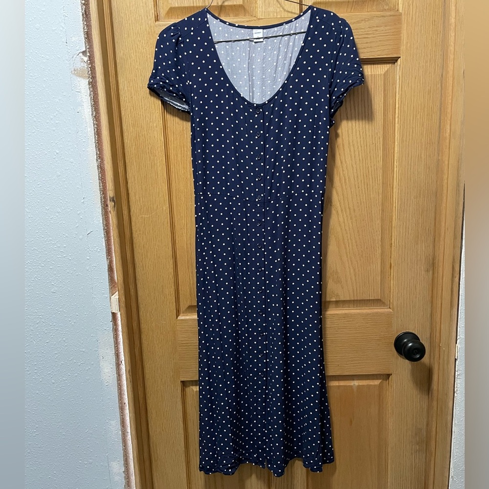 Old Navy Blue Polka Dot Midi Dress